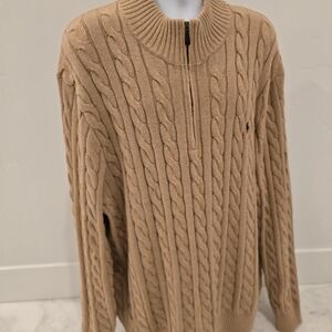 Ralph Lauren Men's Camel Zip-Up Sweater